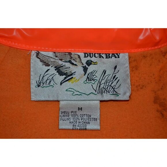 Duck Bay Unisex Adult Orange Insulated Padding Long Sleeve Pockets Raincoat Sz M - Picture 3 of 4